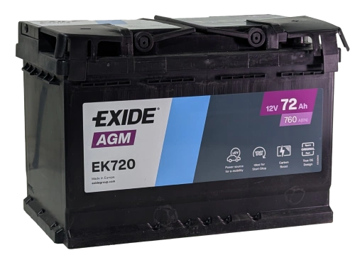 Фото Аккумулятор EXIDE AGM 72 Ач, 760 А, 12 v, Обратная R+ (0), DIN L3, B13