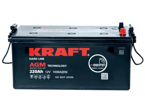 Аккумулятор KRAFT AGM 220 Ач, 1400 А, 12 v, Обратная L+ (3) euro, D6 (C), B00 фото