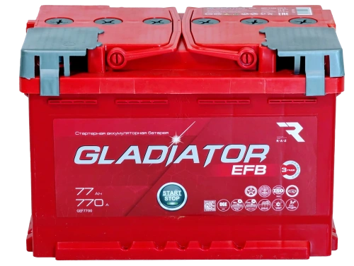 Аккумулятор GLADIATOR EFB 77 R+ (незначительное повреждение корпуса)