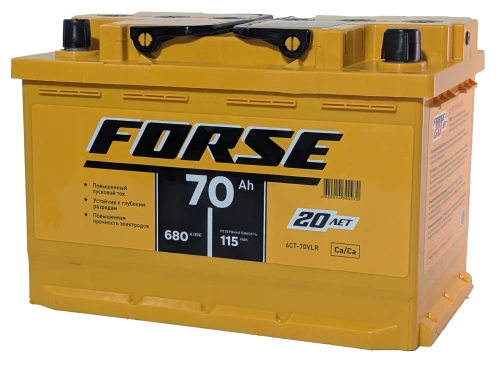 Фото Аккумулятор FORSE 70 Ач, 680 А, 12 v, Обратная R+ (0), DIN L3, B13