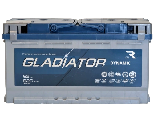 Фото Аккумулятор GLADIATOR Dynamic 12v, 92Ah, 820A, R+(0), L2, B13