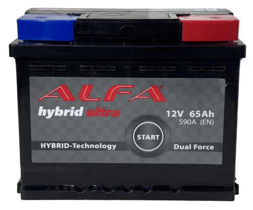 Фото Аккумулятор ALFA Hybrid 65 Ач, 590 А, 12 v, Обратная R+ (0), DIN L2, B13