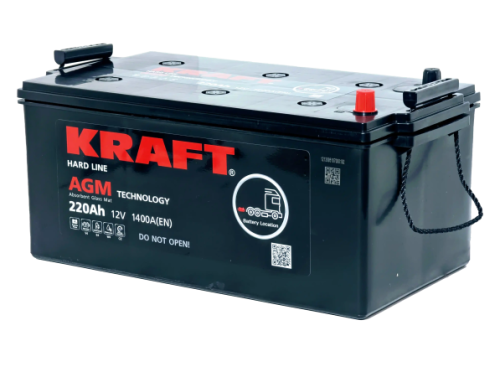 Аккумулятор KRAFT AGM 220 Ач, 1400 А, 12 v, Обратная L+ (3) euro, D6 (C), B00 фото