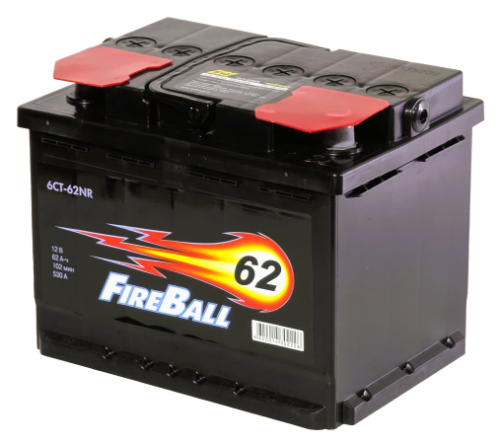 Фото Аккумулятор FIREBALL 62 Ач, 530 А, 12 v, Обратная R+ (0), DIN L2, B13