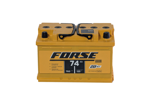 Фото Аккумулятор FORSE 74 Ач низк, 760 А, 12 v, Обратная R+ (0), DIN LB3, B13