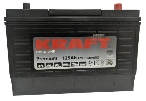 Аккумулятор KRAFT Premium 125 Ач, 1000 А, 12 v, Обратная R+ (0), GR31 / 31S, B00 фото