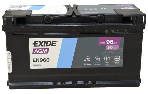 Фото Аккумулятор EXIDE AGM 96 Ач, 850 А, 12 v, Обратная R+ (0), DIN L5, B13