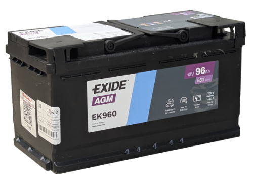 Фото Аккумулятор EXIDE AGM 96 Ач, 850 А, 12 v, Обратная R+ (0), DIN L5, B13