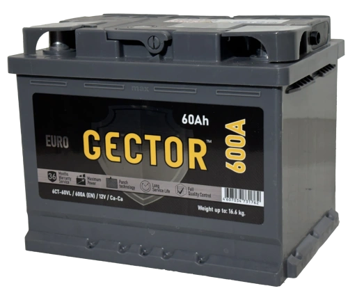 Фото Аккумулятор AKOM GECTOR 60 Ач, 600 А, 12 v, Обратная R+, DIN L2