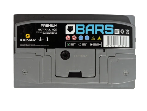 Фото Аккумулятор BARS Premium 77 Ач, 750 А, 12 v, Обратная R+ (0), DIN L3, B13