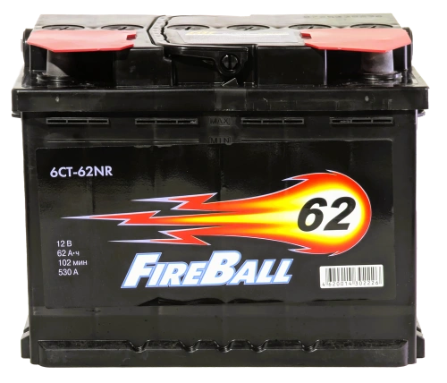 Фото Аккумулятор FIREBALL 62 Ач, 530 А, 12 v, Обратная R+ (0), DIN L2, B13