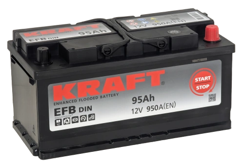 Фото Аккумулятор KRAFT EFB 95 Ач, 9500 А, 12 v, Обратная R+ (0), DIN LB5