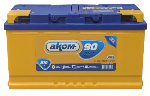 Фото Аккумулятор AKOM 90 Ач, 810 А, 12 v, Обратная R+ (0), DIN L5, B13