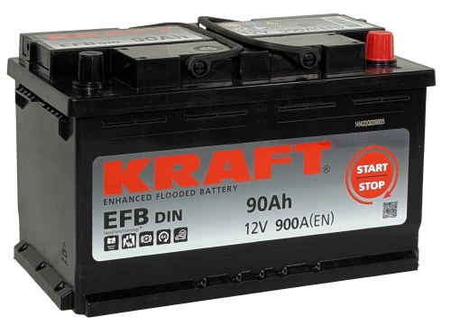 Фото Аккумулятор KRAFT EFB 90 Ач, 900 А, 12 v, Обратная R+ (0), DIN L4, B13