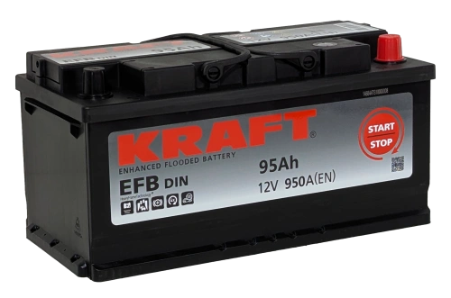 Фото Аккумулятор KRAFT EFB 95 Ач, 9500 А, 12 v, Обратная R+ (0), DIN LB5