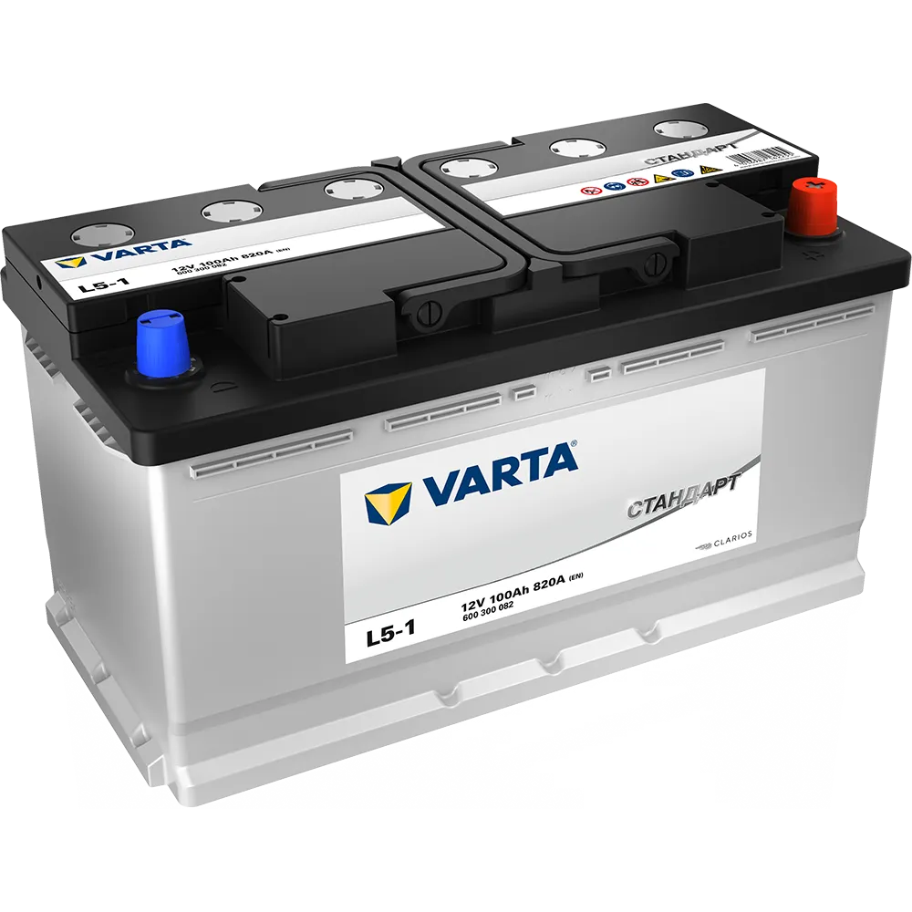 Аккумулятор VARTA Стандарт 100 Ач, 820 А, 12 v, Обратная R+ (0), DIN L5, B13