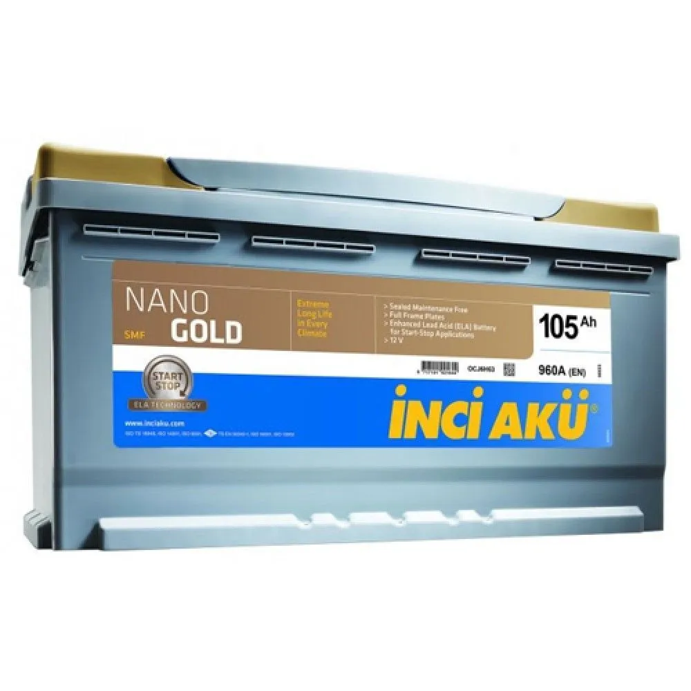 Аккумулятор INCI AKU Nano Gold 105 Ач, 960 А, 12 v, Обратная R+ (0), DIN L5, B13