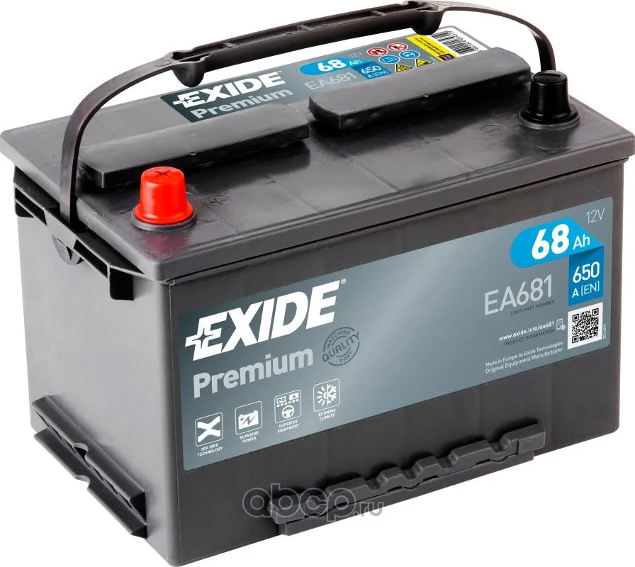 Аккумулятор EXIDE PREMIUM EA681 68 L+