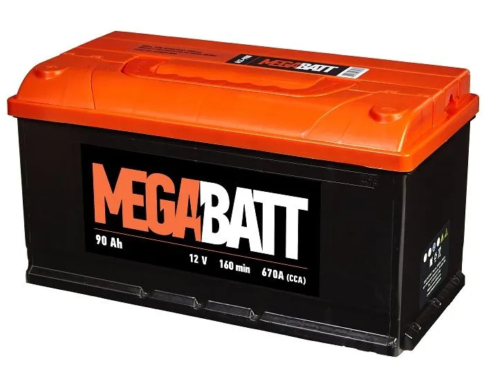 Аккумулятор MEGA BATT 90 Ач, 670 А, 12 v, Обратная R+ (0), DIN L5, B13