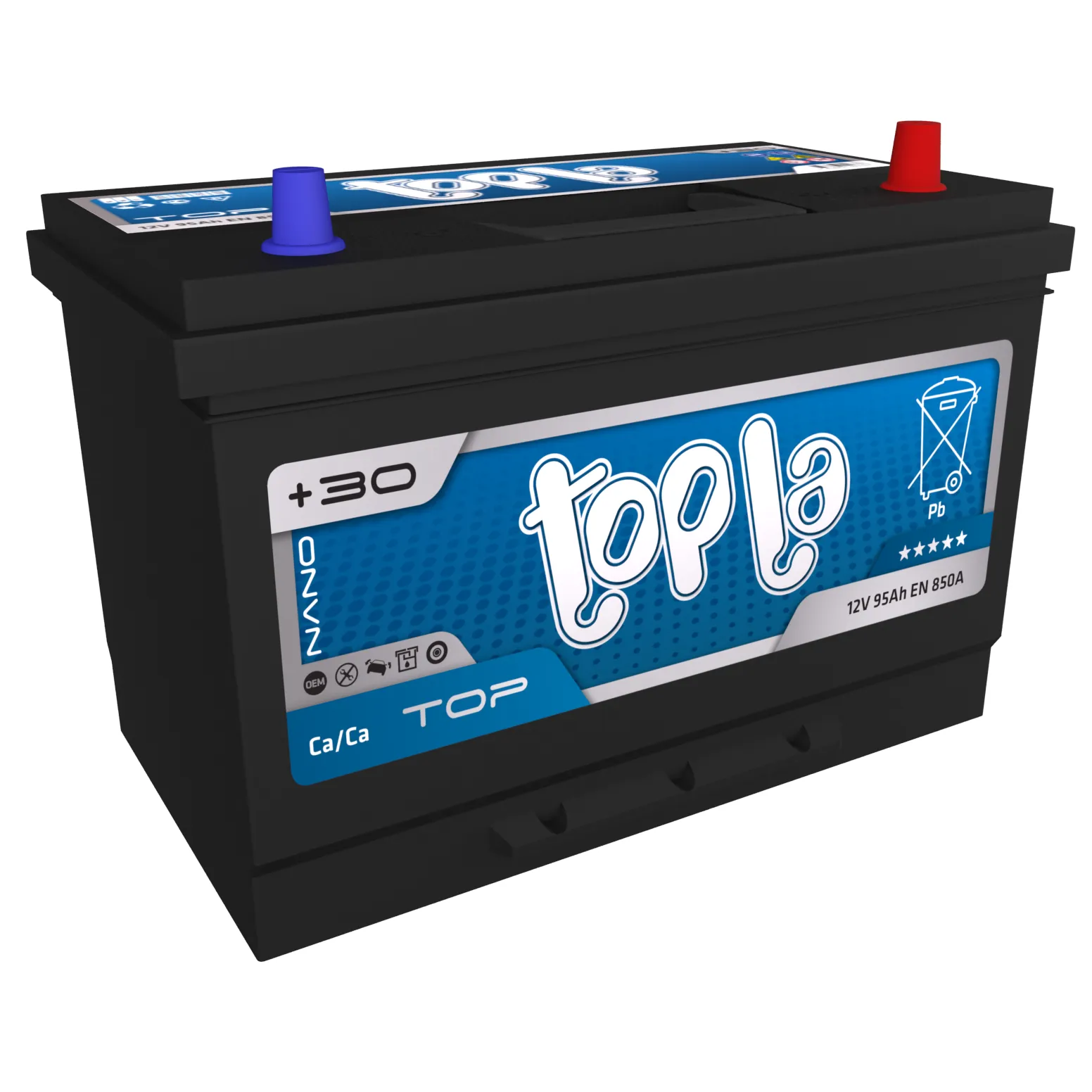 Аккумулятор TOPLA Top 95 Ач, 850 А, 12 v, Обратная R+ (0), JIS D31, B13