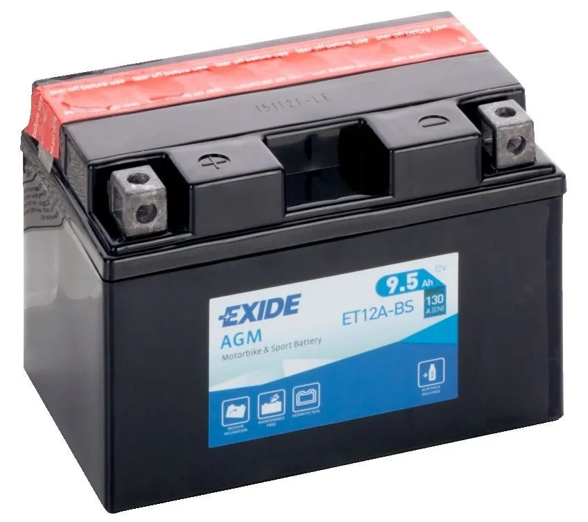 Аккумулятор EXIDE YT12A-BS AGM 9.5 Ач, 130 А, 12 v, Прямая L+ (1)