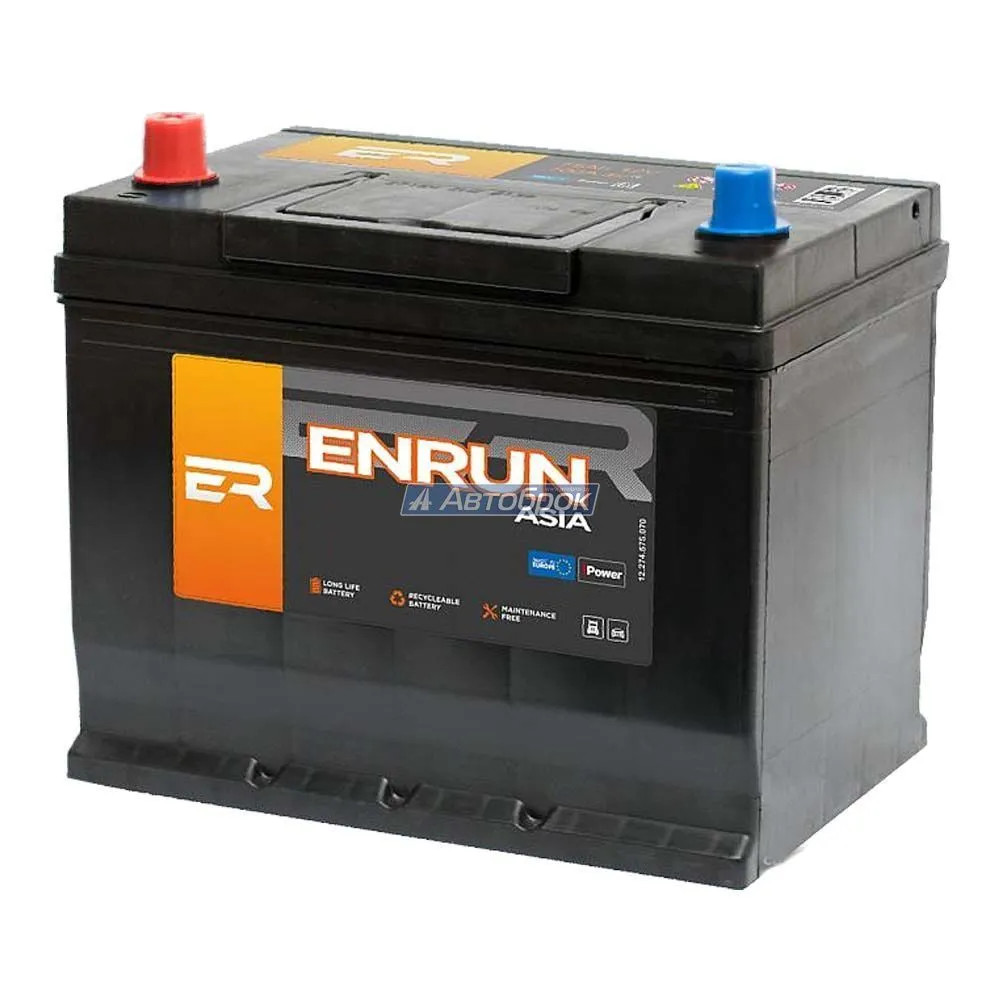 Аккумулятор ENRUN 75 Ач, 680 А, 12 v, Прямая L+ (1), JIS D26, B13