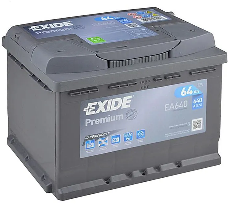 Аккумулятор EXIDE Premium 64 Ач, 640 А, 12 v, Обратная R+ (0), DIN L2, B13