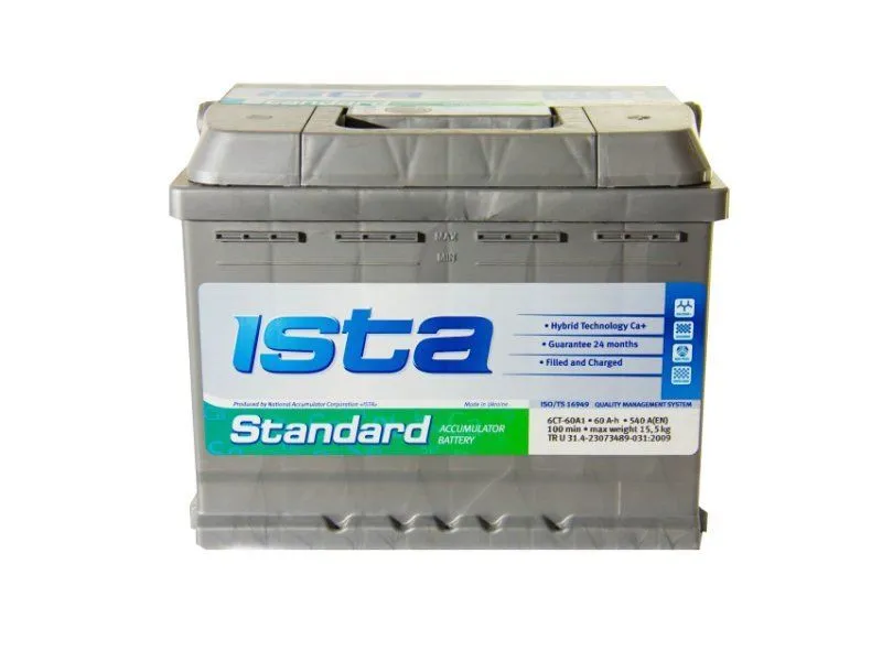 Аккумулятор ISTA Standard 60 Ач, 510 А, 12 v, Обратная R+ (0), DIN L2, B13