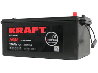 Аккумулятор KRAFT AGM 210 Ач, 1300 А, 12 v, Обратная L+ (3) euro, D6 (C), B00