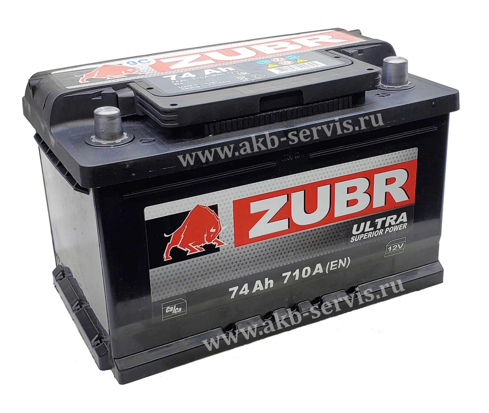 Аккумулятор ZUBR Ultra 74 Ач, 710 А, 12 v, Обратная R+ (0), DIN LB3, B13