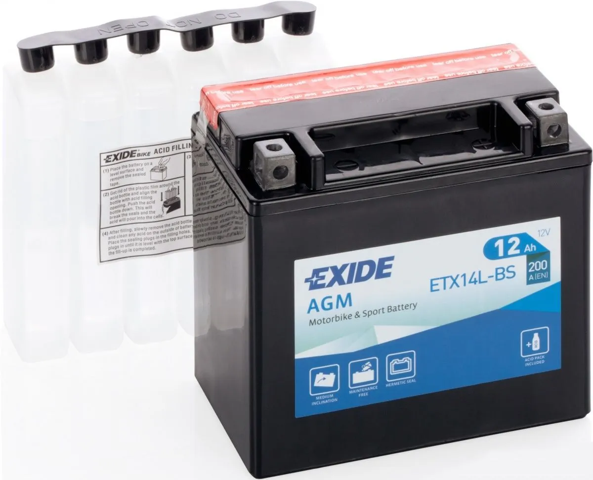 Аккумулятор EXIDE YTX14L-BS AGM 12 Ач, 200 А, 12 v, Обратная R+ (0)