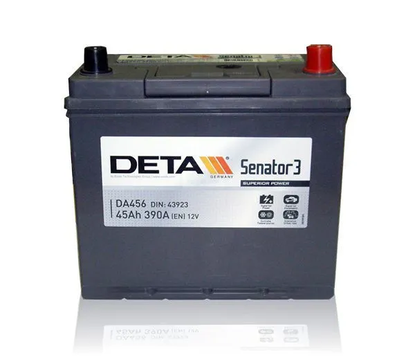 Аккумулятор DETA Senator 3 45 Ач, 390 А, 12 v, Обратная R+ (0), JIS B24, B00