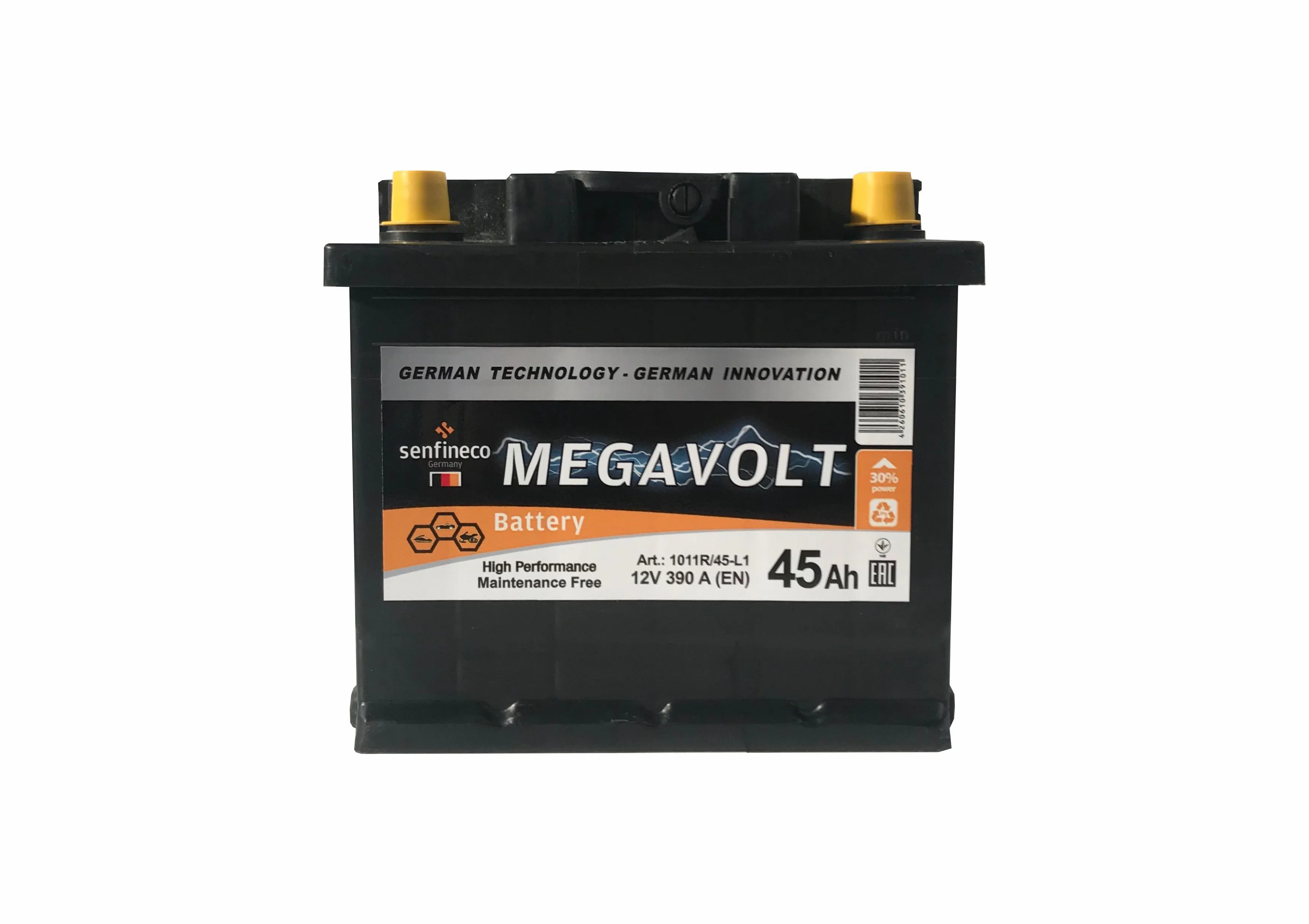 Аккумулятор MEGAVOLT 45 Ач, 450 А, 12 v, Обратная R+ (0), DIN L1, B13