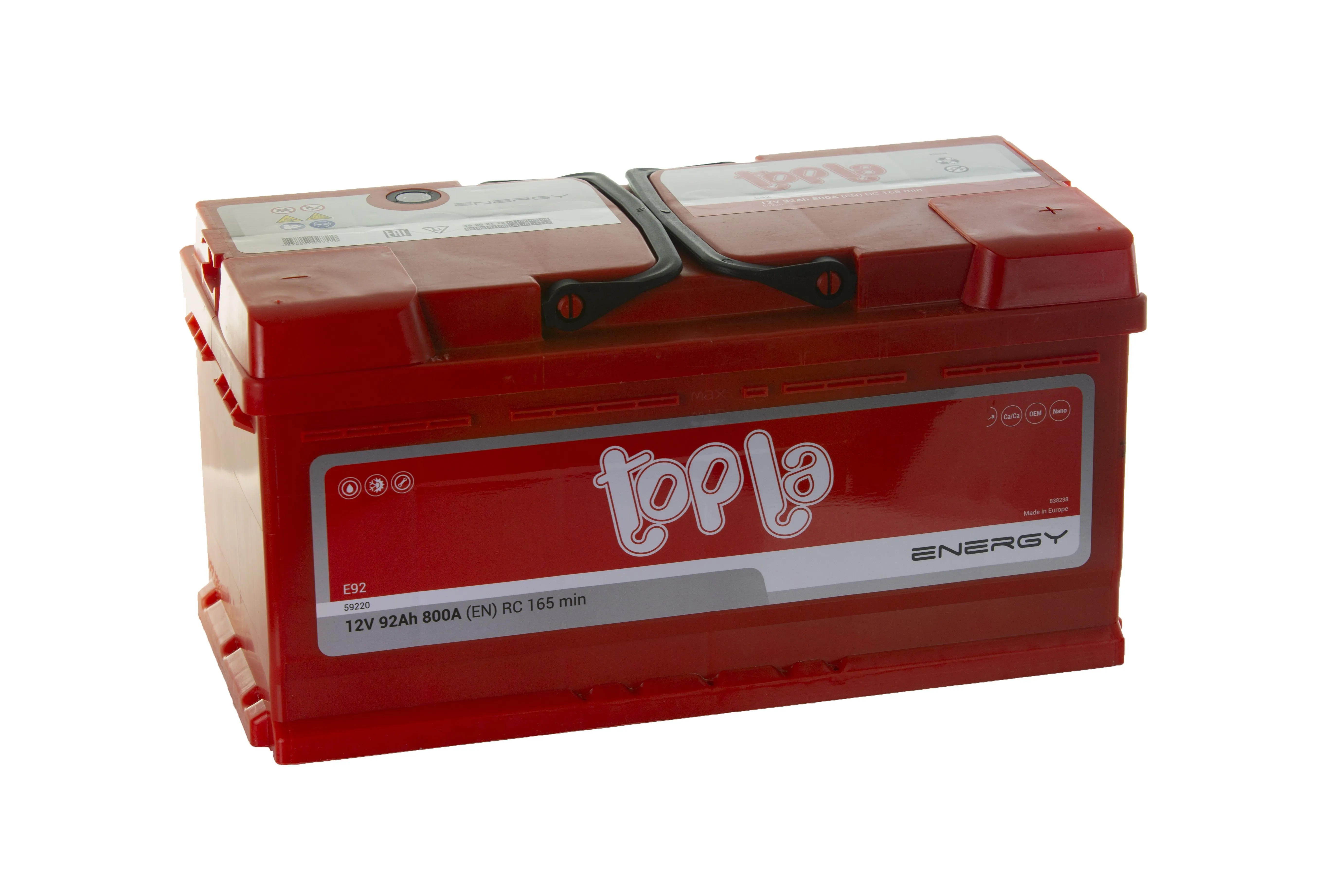 Аккумулятор TOPLA Energy 92 Ач, 800 А, 12 v, Обратная R+ (0), DIN L5, B13