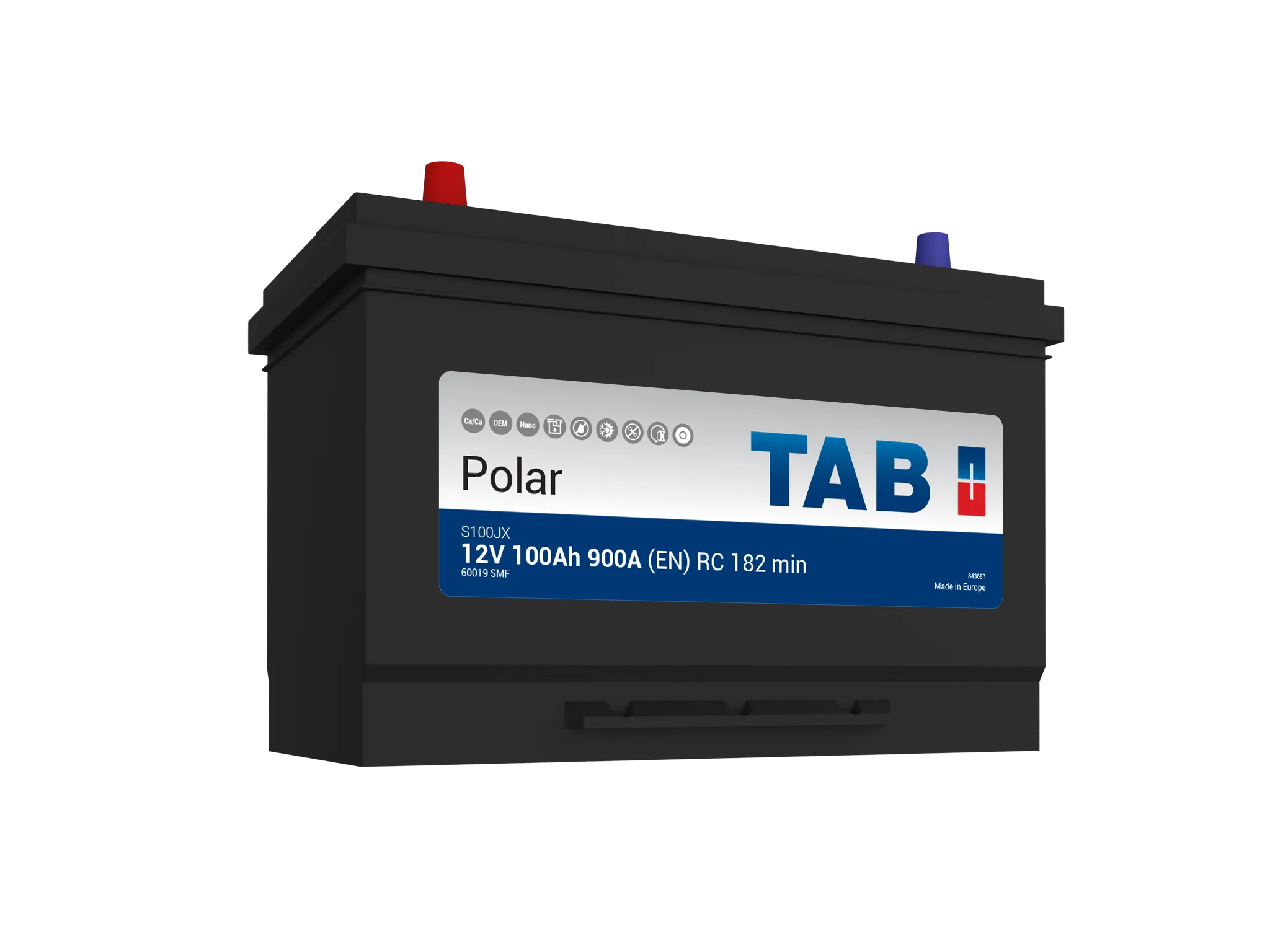 Аккумулятор TAB Polar S 100 Ач, 900 А, 12 v, Прямая L+ (1), JIS D31, B13