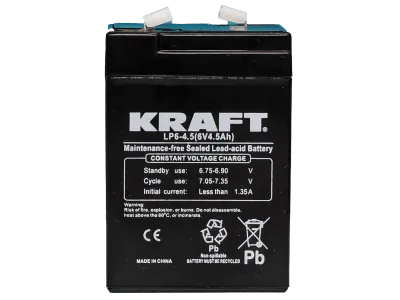 Аккумулятор KRAFT UPS AGM 4.5 Ач, 6 v, Прямая L+ (1)