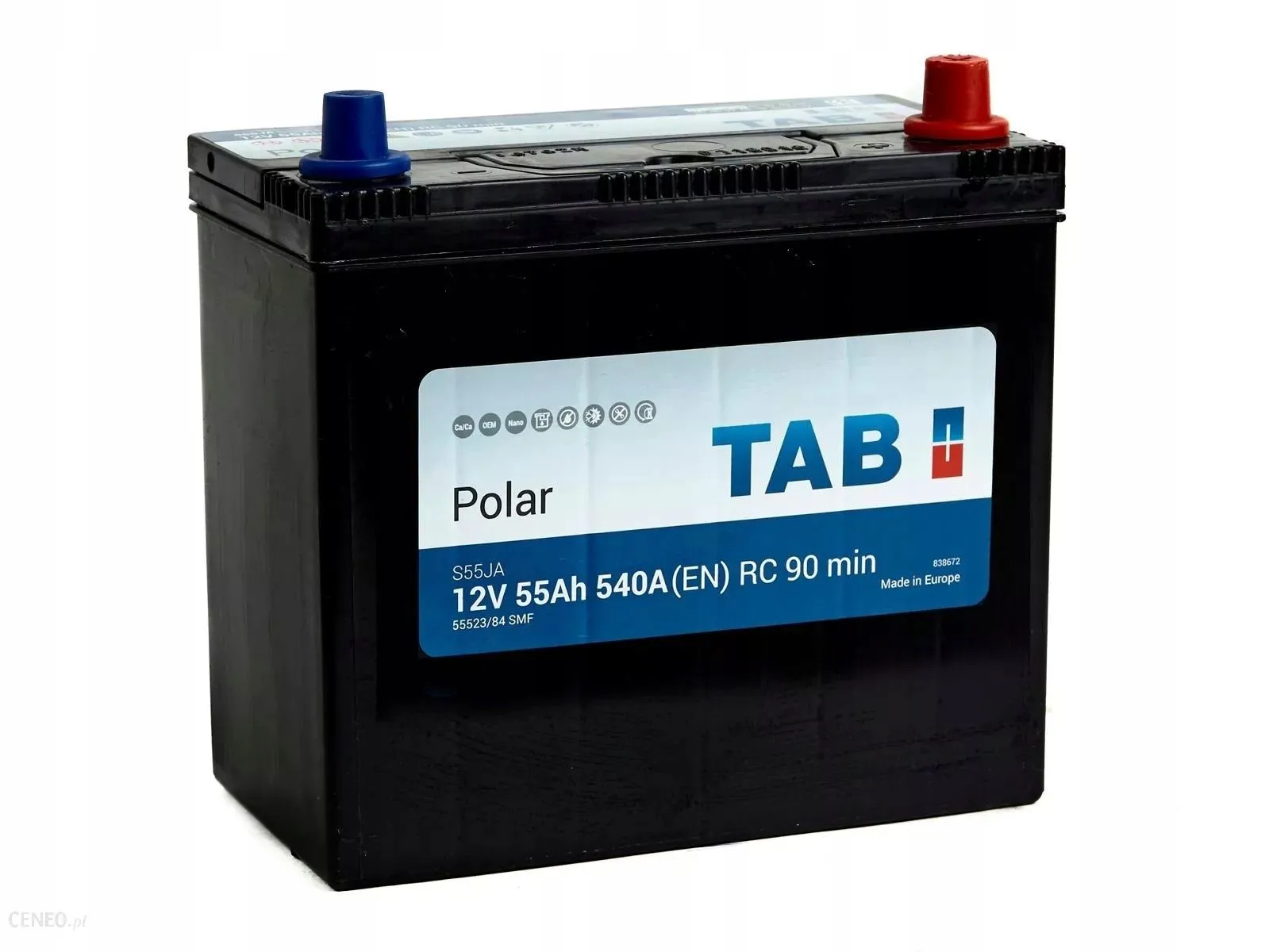 Аккумулятор TAB Polar S 55 Ач, 540 А, 12 v, Обратная R+ (0), JIS D23, B00