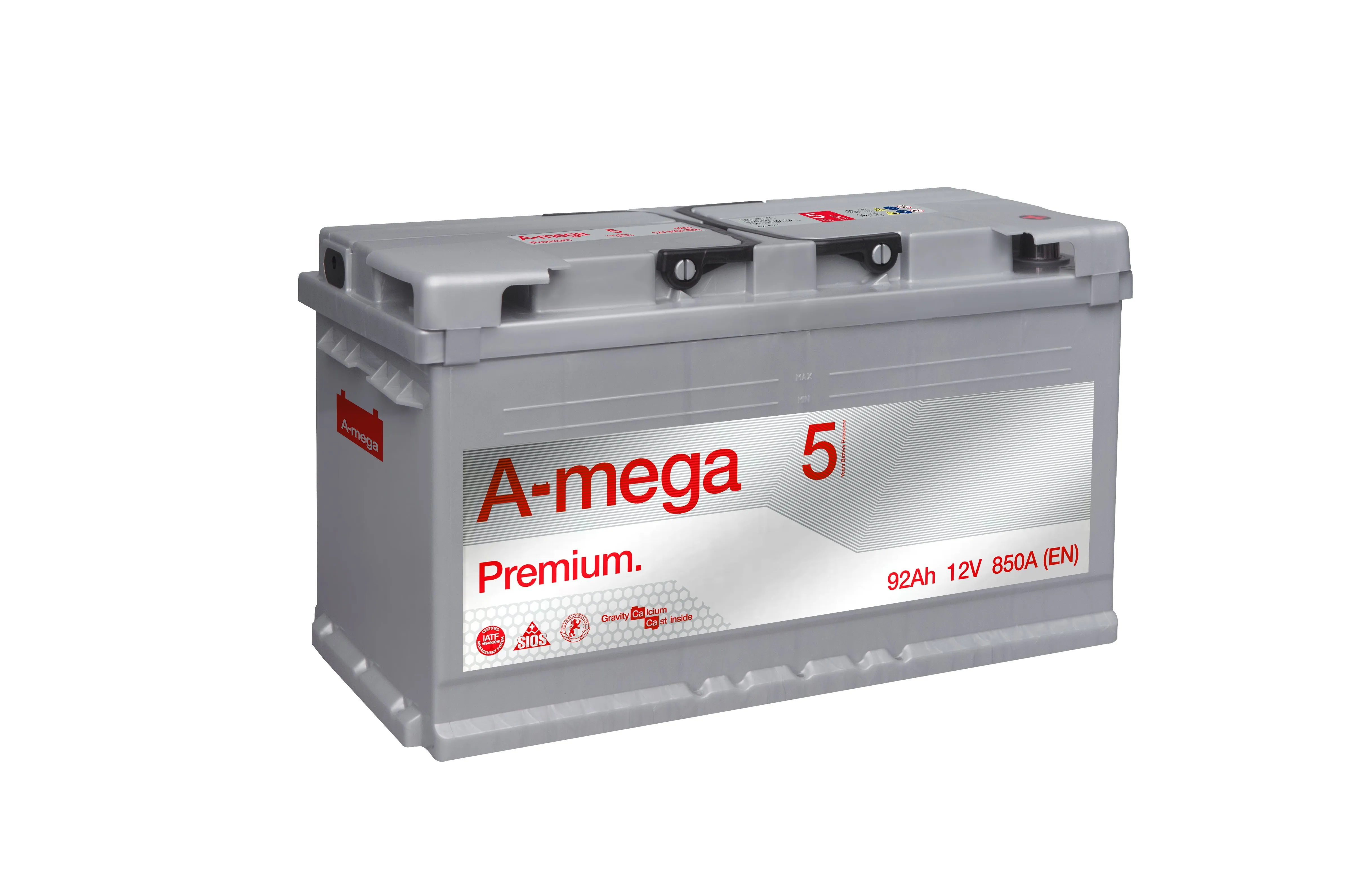 Аккумулятор A-Mega Premium 92 Ач, 850 А, 12 v, Обратная R+ (0), DIN L5, B13