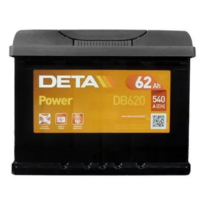 Аккумулятор DETA Power 62 Ач, 540 А, 12 v, Обратная R+ (0), DIN L2, B13