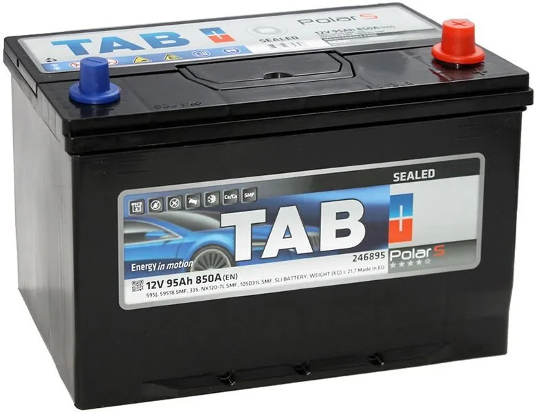 Аккумулятор TAB Polar S 95 Ач, 850 А, 12 v, Обратная R+ (0), JIS D31, B13