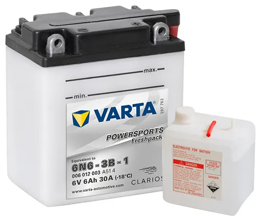 Аккумулятор VARTA PowerSports FreshPack 6 Ач, 30 А, 6 v, Обратная R+ (0)