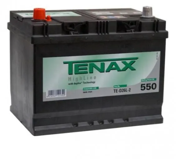 Аккумулятор TENAX HighLine 68 Ач, 550 А, 12 v, Обратная R+ (0), JIS D26, B13