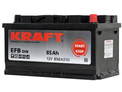 Аккумулятор KRAFT EFB 85 Ач, 850 А, 12 v, Обратная R+ (0), DIN LB4, B13