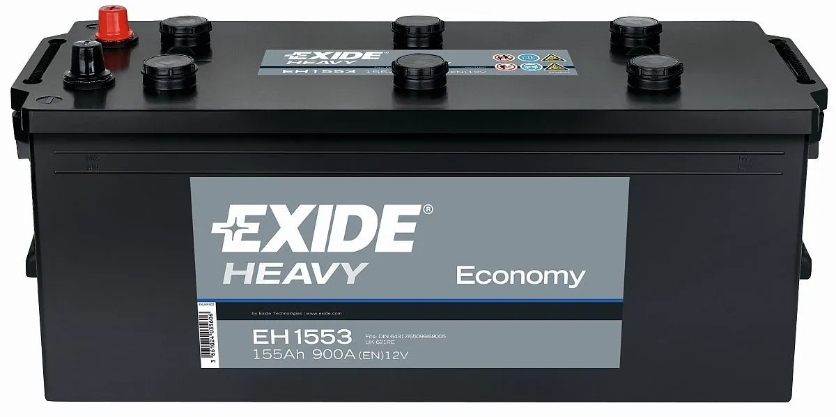 Аккумулятор EXIDE Economy 155 Ач, 900 А, 12 v, Обратная L+ (3) euro, D5 (B), B00