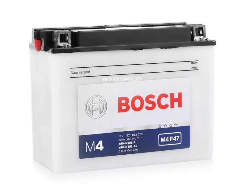 Аккумулятор BOSCH M4 F47 20 Ач, 260 А, 12 v, Обратная R+ (0)