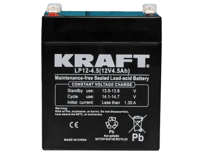 Аккумулятор KRAFT UPS AGM 4.5 Ач, 12 v, Прямая L+ (1)