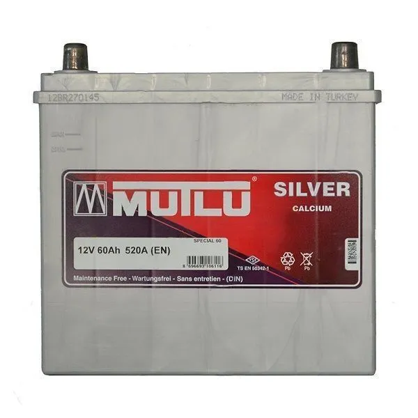 Аккумулятор MUTLU Silver Calcium 60 Ач, 520 А, 12 v, Прямая L+ (1), JIS D23, B00