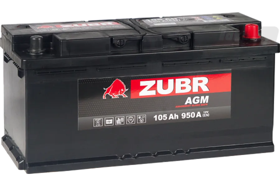 Аккумулятор ZUBR AGM 105 Ач, 950 А, 12 v, Обратная R+ (0), DIN L6, B13