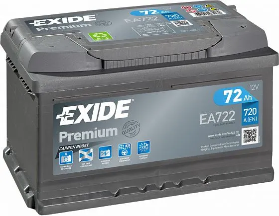 Аккумулятор EXIDE PREMIUM EA722 72 R+