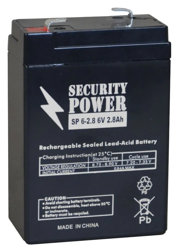 Аккумулятор SECURITY POWER AGM 2.8 Ач, 6 v, Прямая L+ (1)